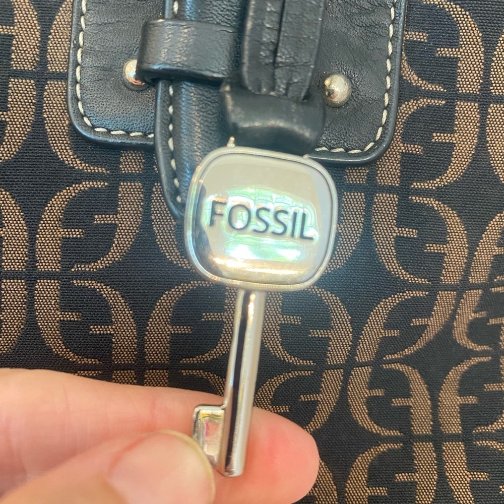 Fossil Signature Canvas And Leather Monogram Prin… - image 3